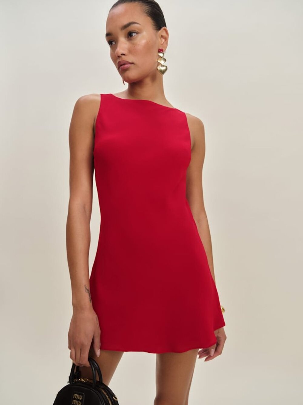 NWT Reformation Dale Lipstick Red Sleeveless Boat Neck A-Line Mini Dress XS